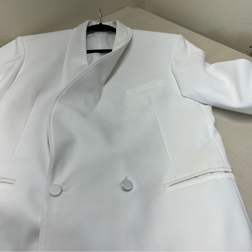 Oscar De La Renta Formal Double Breasted White Blazer - Picture 5 of 16